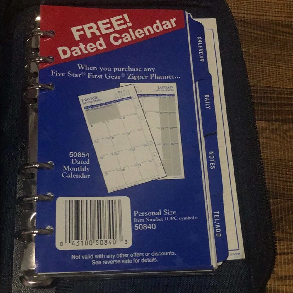 Mead Five Star Navy Zippered Planner Case  NWT. Vintage 1990’s